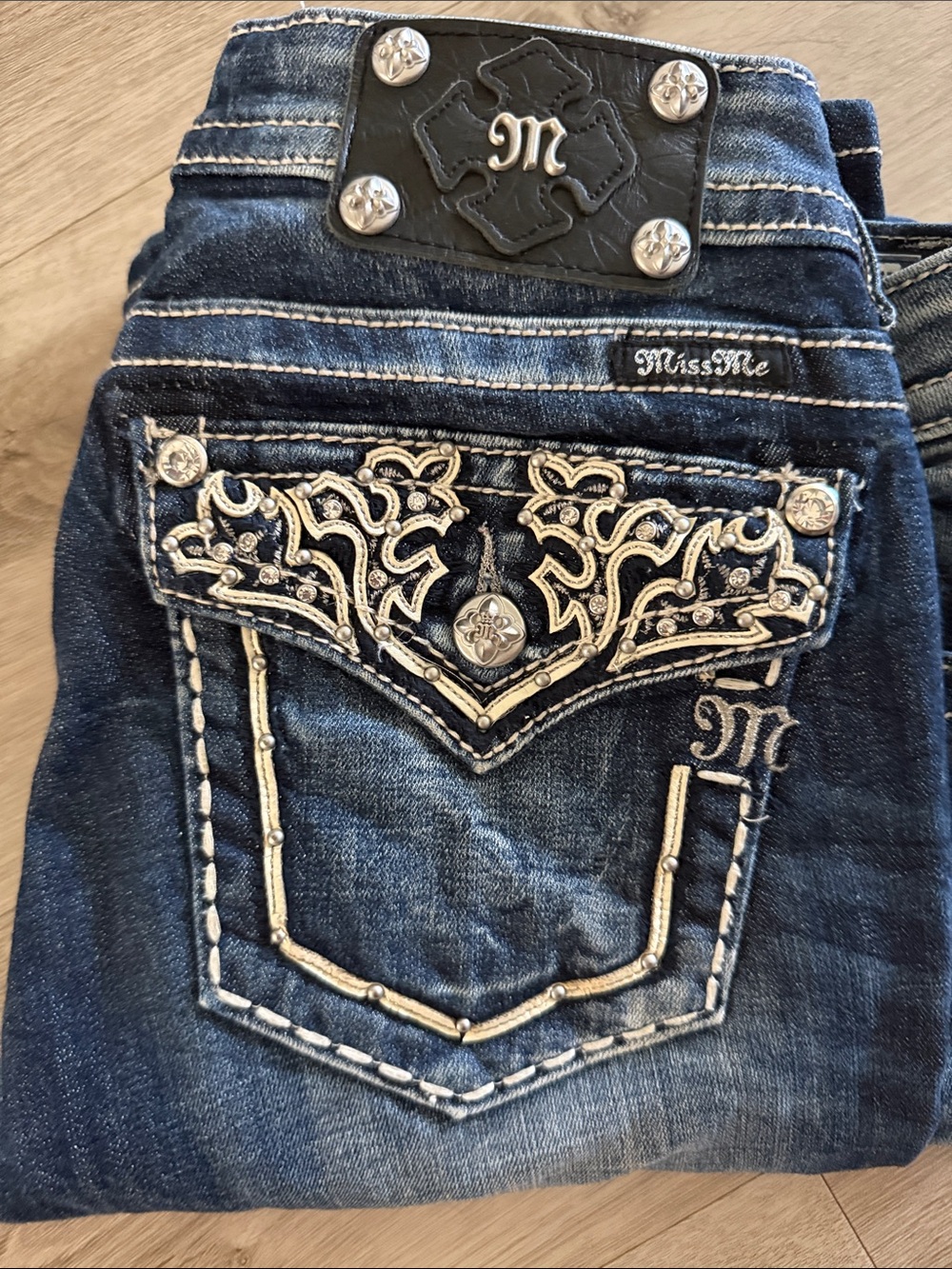Miss Me Dark Blue Embellished Boot Cut Jeans